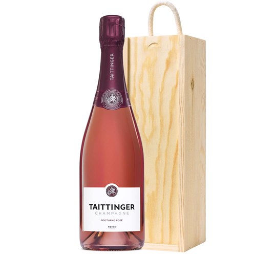 Taittinger Nocturne Rose Sec Champagne 75cl In Pine Wooden Gift Box